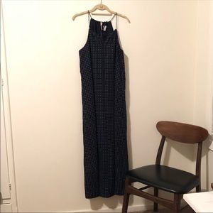 J. Crew Navy Polka Dot Maxi Dress